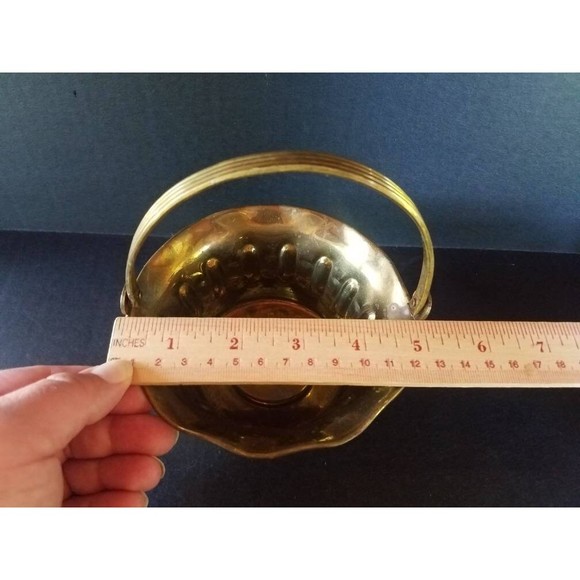 Brass Handled Basket, Vintage Planter - Picture 8 of 10